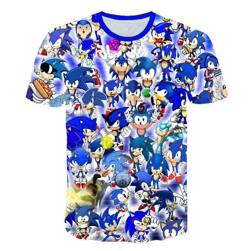 2026 Anime Cartoon Sonic The Hedgehog 3D Printed Casual Fast Drying Breathable Comfortable Parent Child Short Sleeve T-shirt
