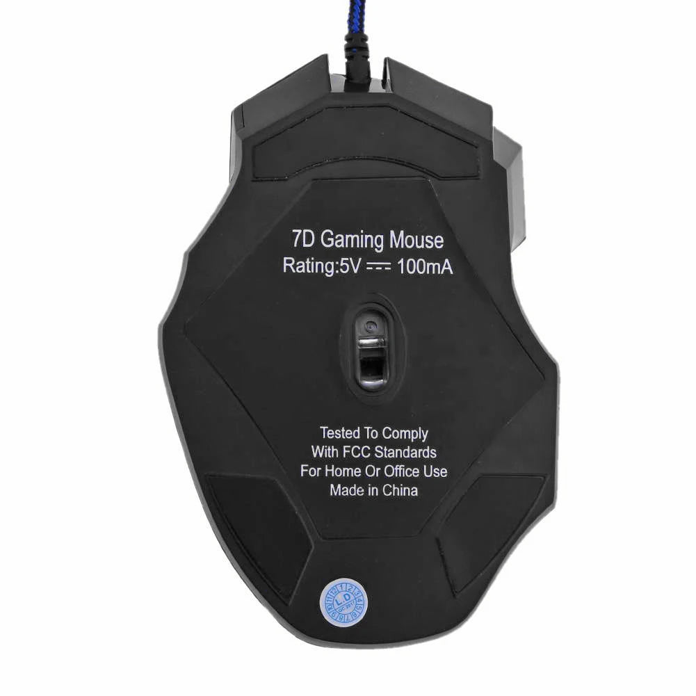 Mouse da gaming cablato con retroilluminazione a 7 colori, 5500 DPI regolabili, mouse ottico cablato nero per PC gaming e computer desktop