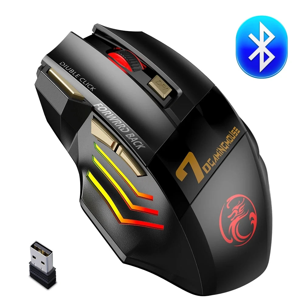 Wireless Bluetooth Mouse Rechargeable 7 Button RGB Gaming Mouse Gamer Ergonomic Mouse LED Backlit PC Silent Mice