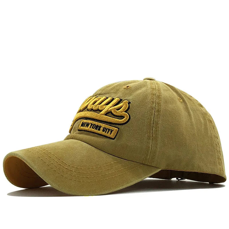 100% Cotton Washed 3D Embroidered Letter Baseball Cap, Casual Streetwear Hat