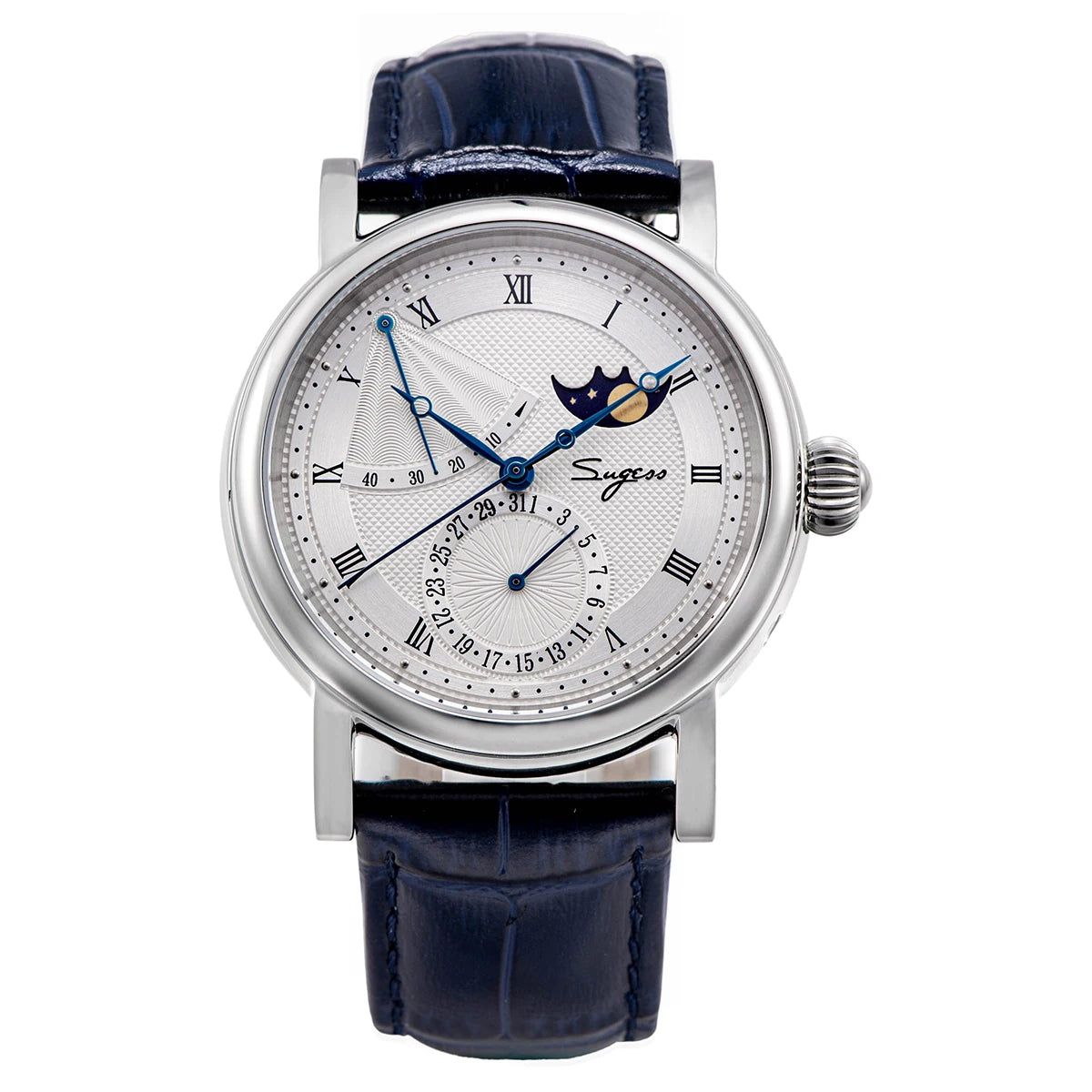 2023 Sugess Watch of Men Automatic Mechanical Moon-Phase Wristwatches Power Reserved Sapphire WaterResistant Tianjin Movement