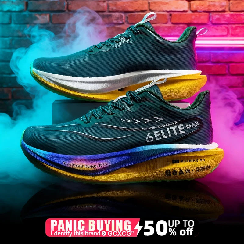 Men’s Running Shoes with Carbon Board, Specialty Marathon Sports, Breathable, Lightweight, Comfortable Women’s Athletic Non-Skid Sneakers