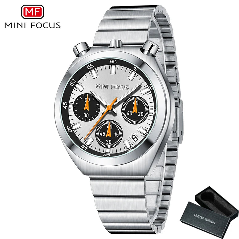 MINI FOCUS Women’s Luxury Quartz Watch – Stainless Steel Strap, Multifunction Dial & Luminous Design