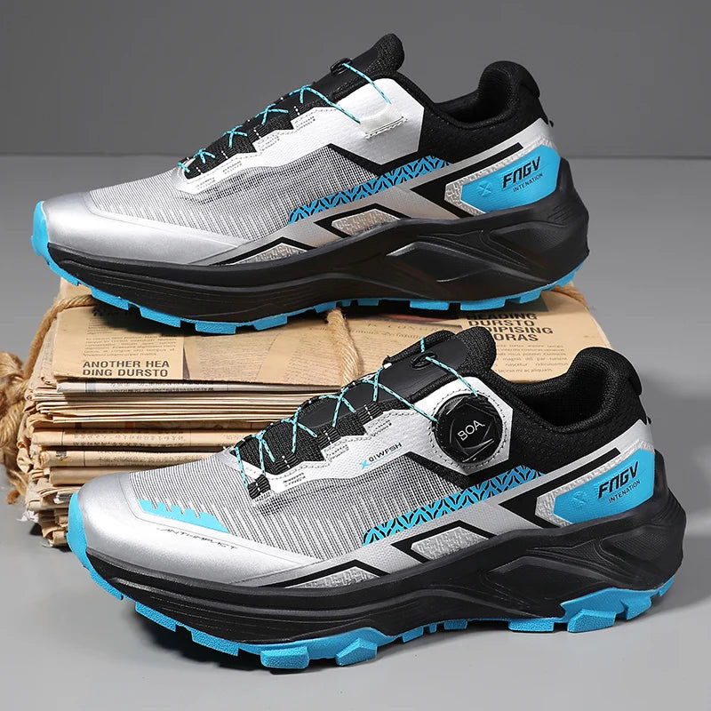 Zapatillas de running para hombre de primavera y verano, calzado de senderismo para exteriores, zapatillas de trail resistentes al desgaste con cierre BOA, transpirables, de estilo deportivo y casual
