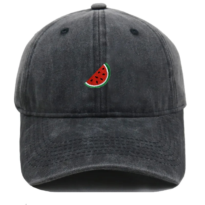 Printed Watermelon Baseball Cap Men's Washed Soft Top Retro Dad Hats Women's Casual Versatile Fashion Trend Duck Tongue Caps