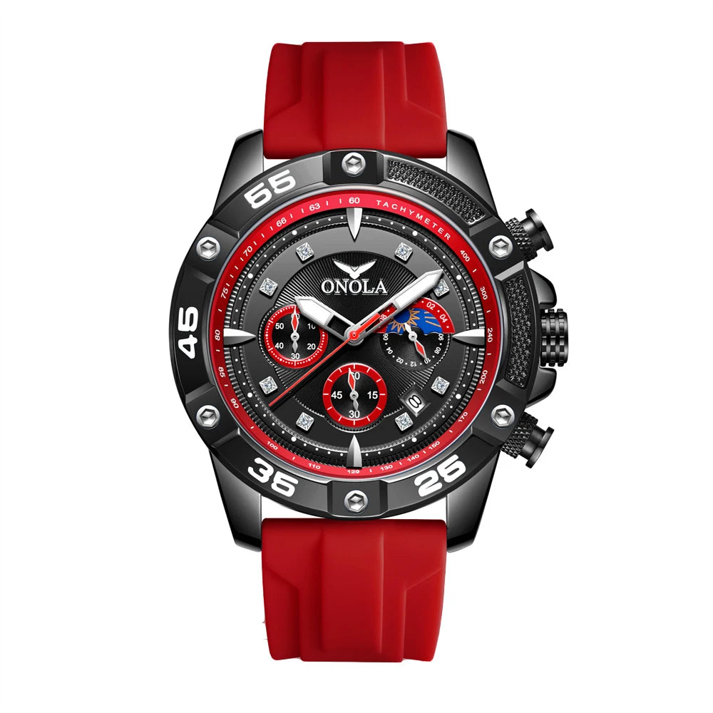 ONOLA New Fashion Casual Men's Watch Multi functional Fluorescent Tape Waterproof Quartz Military Watch Men's Clock High Quality
