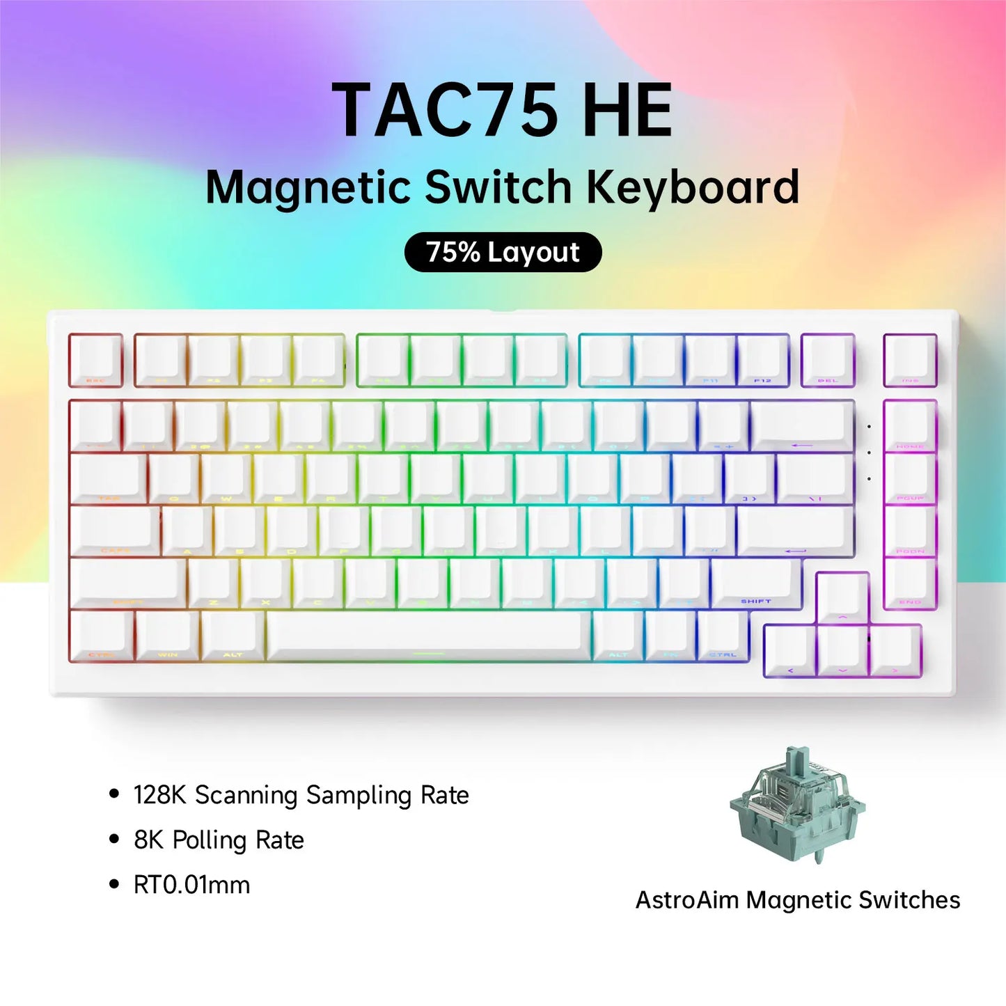 AKKO TAC75 HE Tastatur mit Magnetschaltern, 75% Gaming-Tastatur, Rapid Trigger 0.005mm, 8K RGB, kabelgebundene Esports-Custom-Tastatur für Gamer