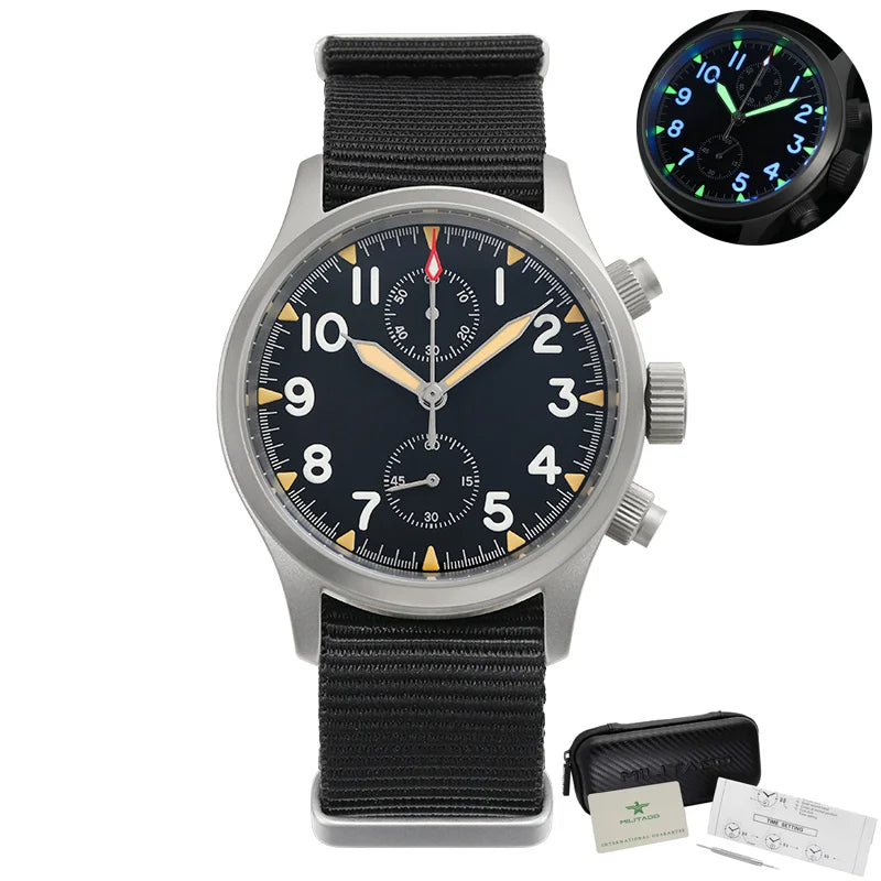 Militado ML1868 Watch VK61 Quartz Movement 100m Waterproof Watches Men Stainless Steel Chronograph Sapphire Crystal Wristwatch