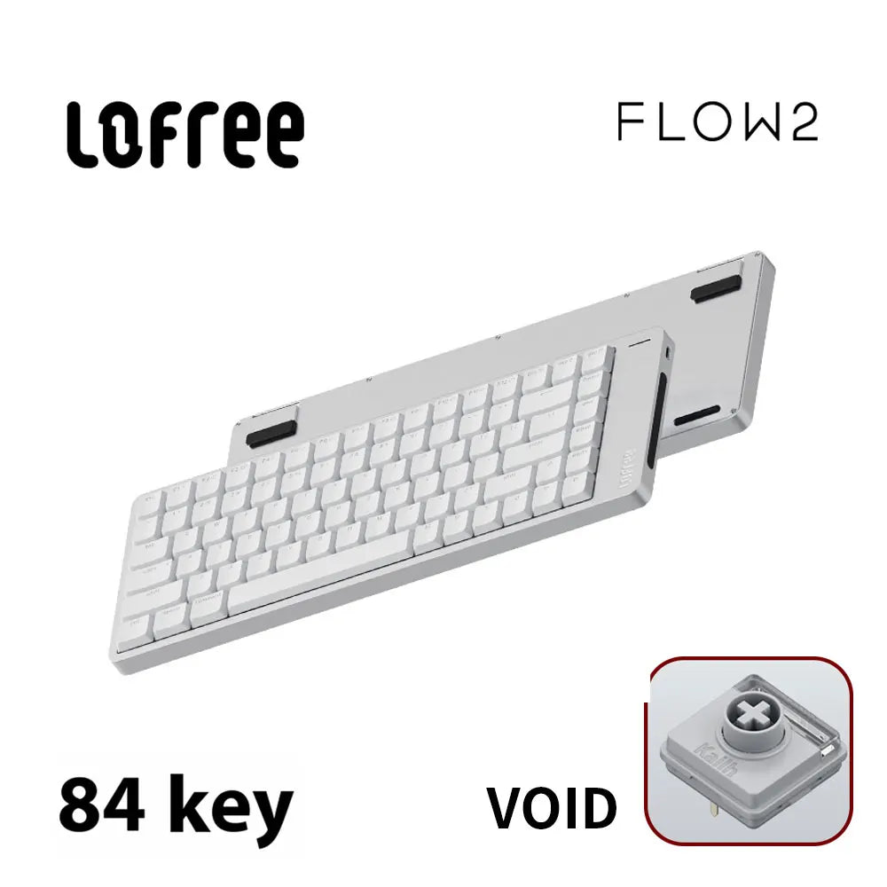 Lofree FLOW2 Mechanische Tastatur fürs Business-Büro, kabellos per Bluetooth und kabelgebunden, leiser und sanfter Klang, kompatibel, geräuscharm, Aluminiumgehäuse
