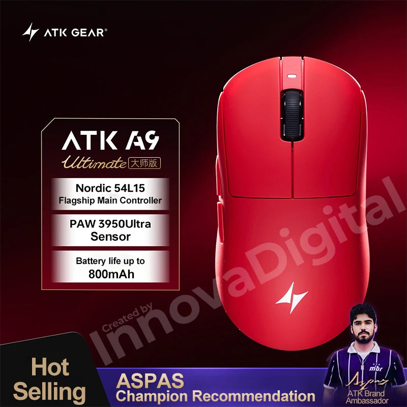 ATK Dragonfly A9 Ultimate Wireless Gaming Mouse A9 Air PAW3950 Ultra Lightweight Ergonomic E-sports Gamer FPS Mice CSGO A9 Ultra