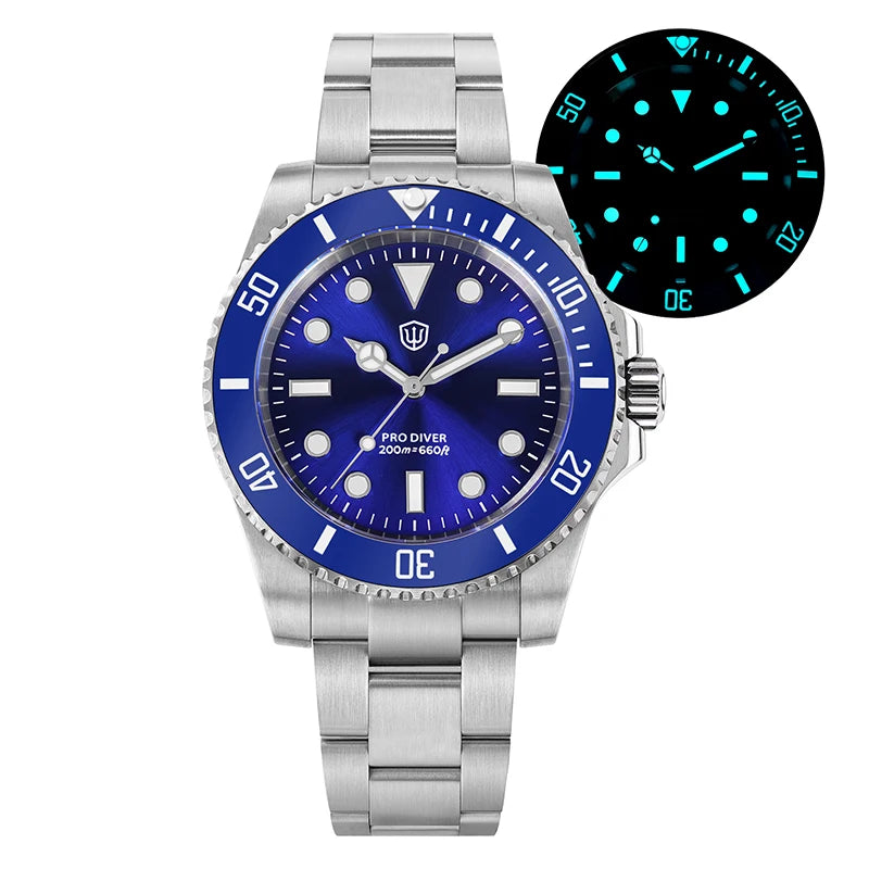 Watchdives WD1680Q V2 Men Watch VH31 Sweep Second Quartz Movement AR Sapphire Luminous BGW9 20Bar Waterproof Steel Wristwatches