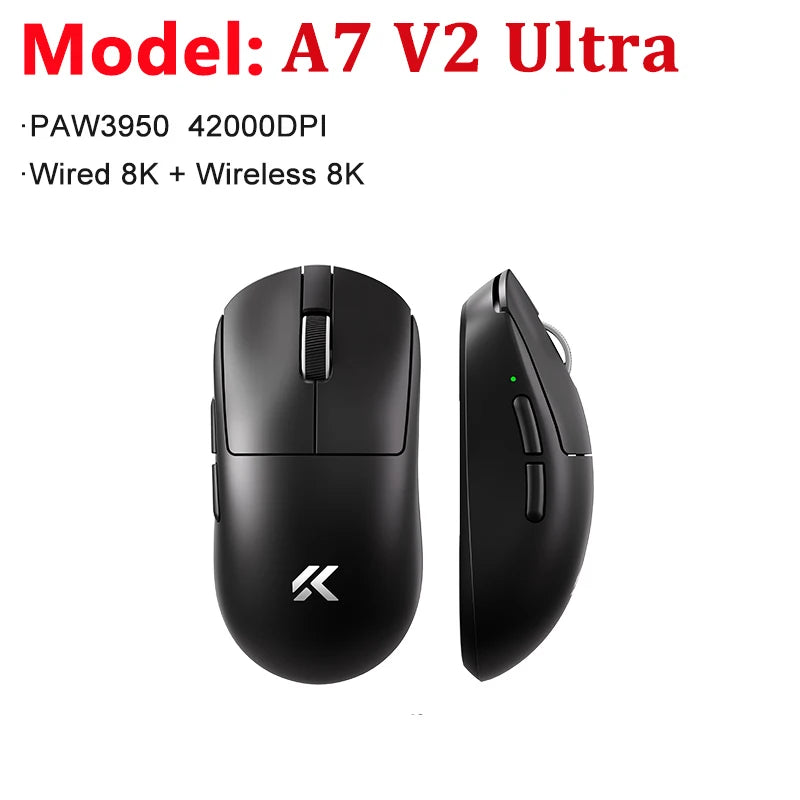 MCHOSE A7 V2 Ultra / Pro lätt trådlös gamingmus Dual 8000Hz PAW3950 TI 42000DPI för PC och e-sportspelare