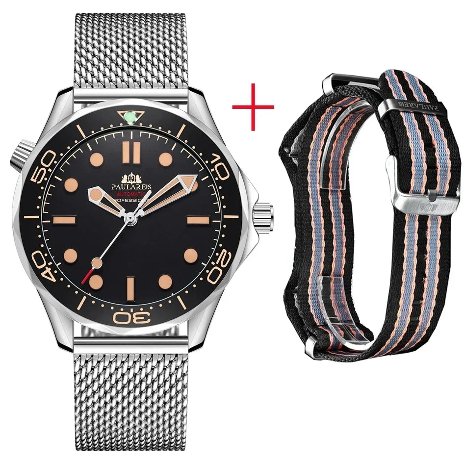 Automatic Watches for Men Mechanical Self Wind Net Stainless Steel Nylon Strap Luxury New Limited Reloj Hombre Baratos