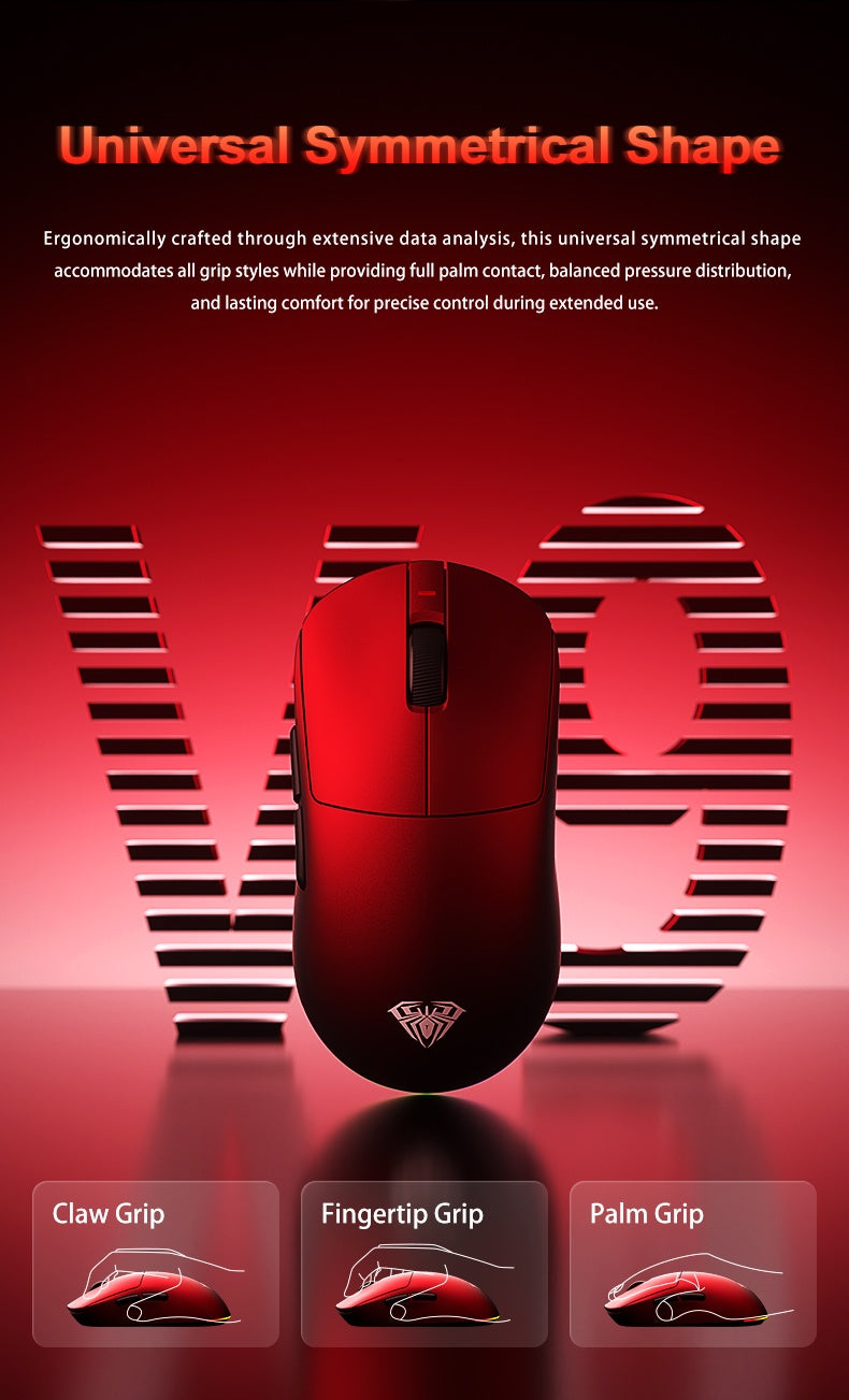 Aula V9 Ultra bezdrátová e-sportovní herní myš, duální 8k, 3 režimy, PAW 3950, 8k, 55g, lehká ergonomická myš, zakázkové příslušenství k PC