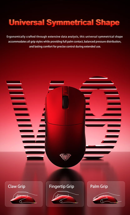 Aula V9 Ultra bezdrátová e-sportovní herní myš, duální 8k, 3 režimy, PAW 3950, 8k, 55g, lehká ergonomická myš, zakázkové příslušenství k PC