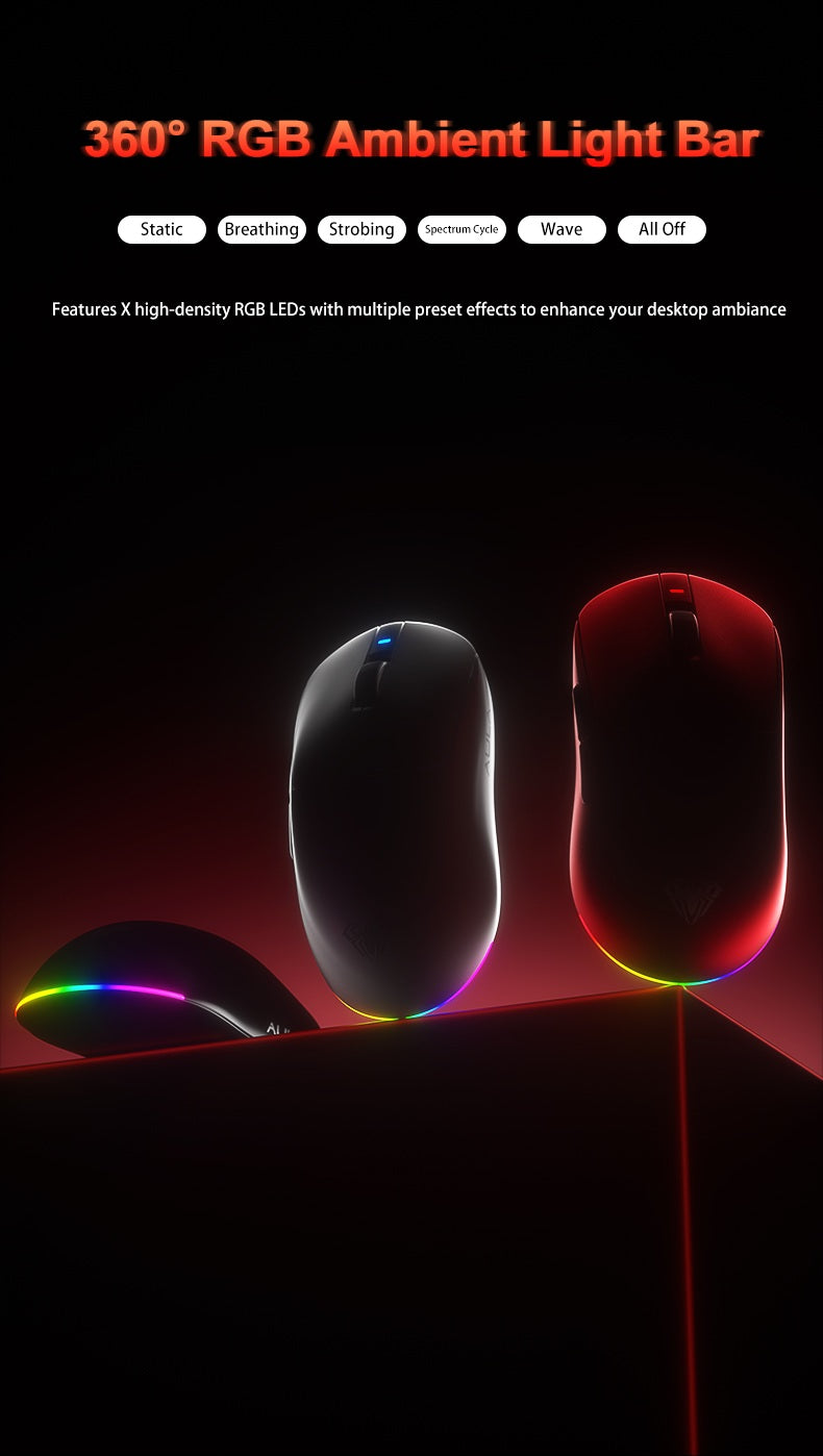 Aula V9 Ultra bezdrátová e-sportovní herní myš, duální 8k, 3 režimy, PAW 3950, 8k, 55g, lehká ergonomická myš, zakázkové příslušenství k PC