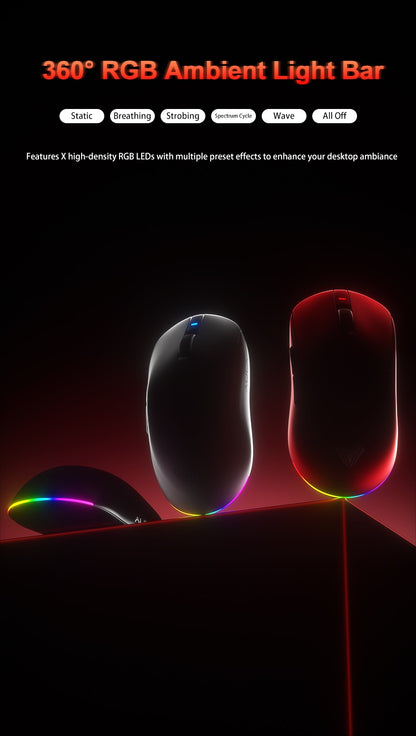 Aula V9 Ultra bezdrátová e-sportovní herní myš, duální 8k, 3 režimy, PAW 3950, 8k, 55g, lehká ergonomická myš, zakázkové příslušenství k PC