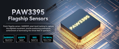ATTACK SHARK X3 trådløs gamingmus PixArt PAW3395 49g SUPERLIGHT, BT/2.4G trådløs/kablet, 6 justerbare DPI op til 26000