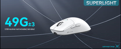 ATTACK SHARK X3 trådløs gamingmus PixArt PAW3395 49g SUPERLIGHT, BT/2.4G trådløs/kablet, 6 justerbare DPI op til 26000