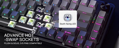 Redragon K724 PRO Wireless Gasket Gaming Hot-Swap South-Facing RGB Socket, Gradient PBT Keycaps Keyboard