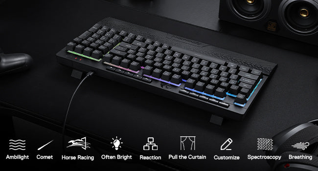 Redragon K515 Shiva Wired RGB Membrane Gaming Keyboard, 98 Keys Mechanical-Feel Keyboard w/Smooth Linear Switch