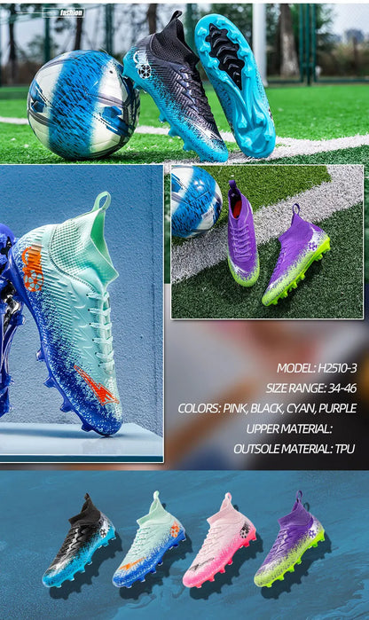 Pro Performance HighCut Soccer Boots FG Long Studs Breathable Lightweight Cleats for Outdoor Grass Matches and Daily Training