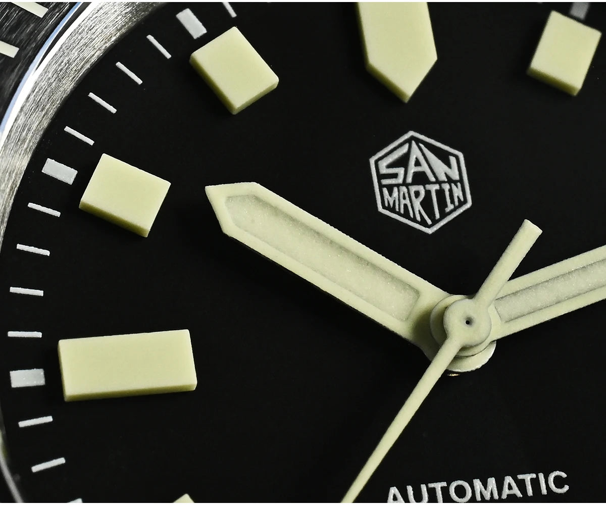 San Martin 1200HV Hardening Coating Men Diver Watch Full Luminous Dial Lumed Blocks ST2130 Automatic Mechanical Toolwatch SN0012