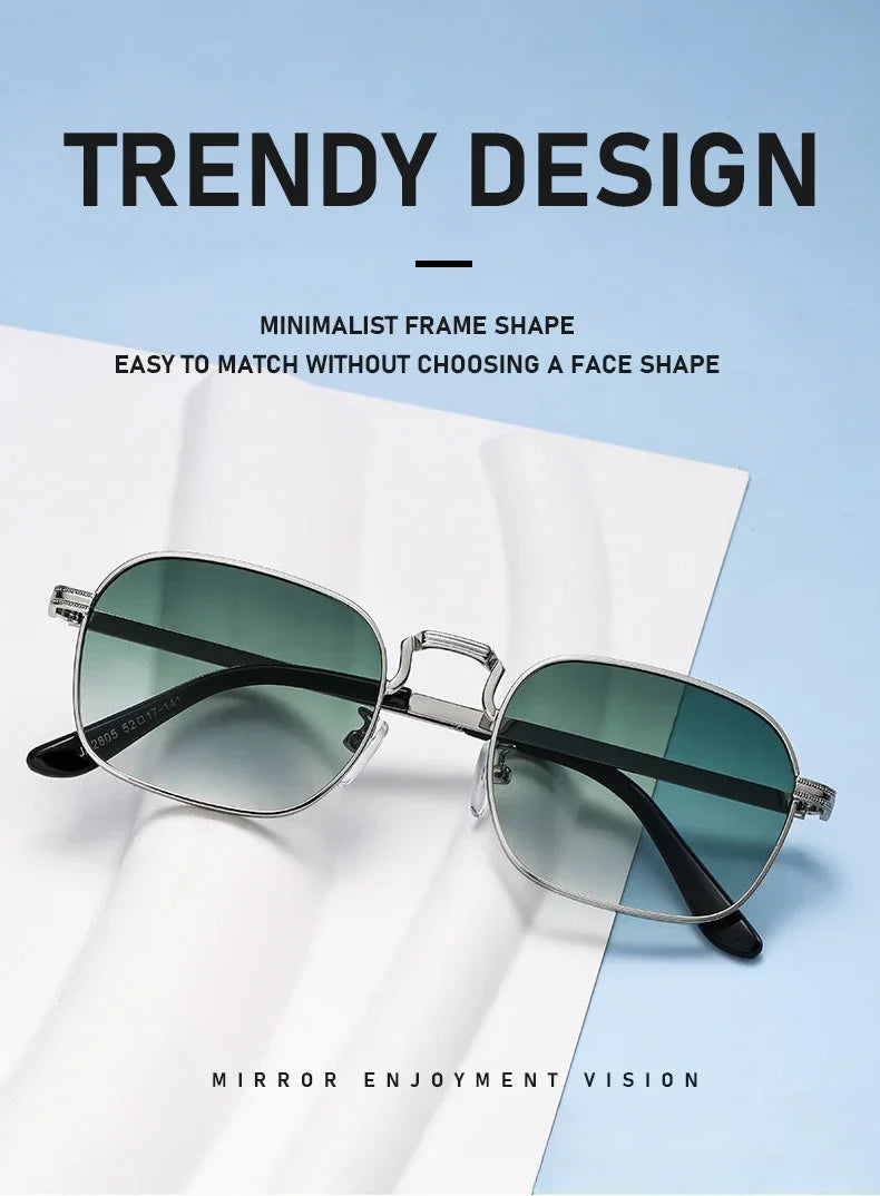 Ochelari de soare metalici, pătrați și ovali, la modă, retro, pentru bărbați și femei, personalizați, rezistenți la raze UV, ochelari de vedere de lux, design UV400