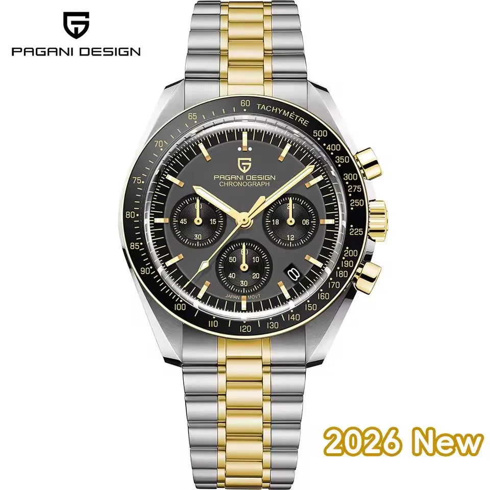 New man Watch PAGANI DESIGN Saturn men's top luxury Quartz Watch for men, sports chronograph, Sapphire Glass AR, glasses ceramic light, waterproof, stainless steel, ideal gift