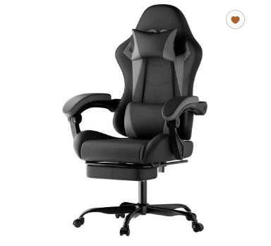 Gaming Stuhl Ergonomisch Gaming Chair mit Lendenkissen und Kopfstütze, Gamer Stuhl Höhenverstellbar, Pc Stuhl für Erwachsene Mäd