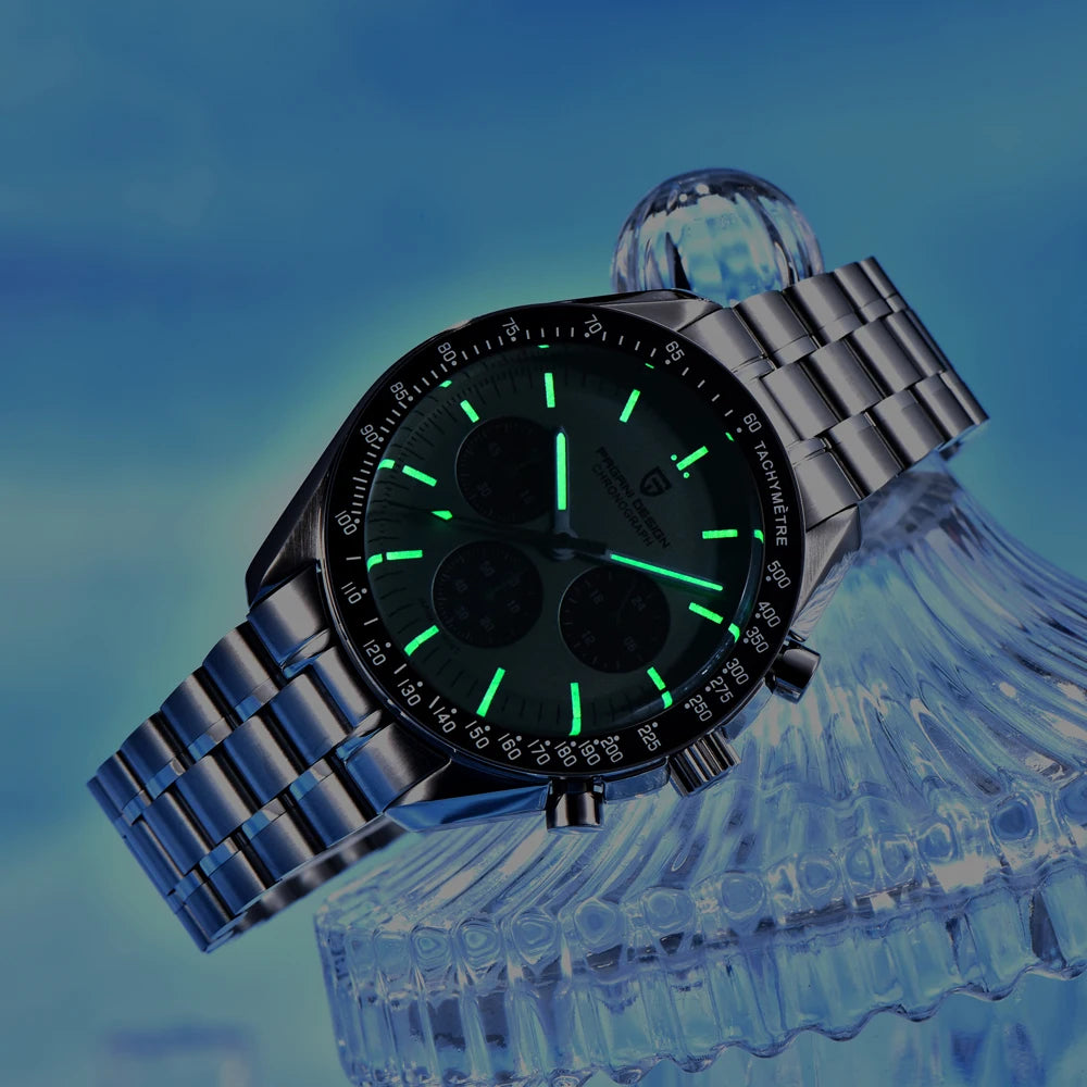 New man Watch PAGANI DESIGN Saturn men's top luxury Quartz Watch for men, sports chronograph, Sapphire Glass AR, glasses ceramic light, waterproof, stainless steel, ideal gift