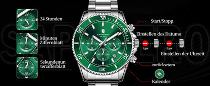 SAPPHERO Men’s Quartz Watch Luxury Chronograph Sport Wristwatch Stainless Steel Waterproof 50M Date Luminous Business Watch