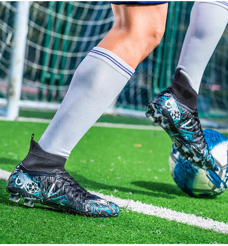ro Performance HighCut Soccer Boots FG TF Studs Breathable Lightweight Cleats for Outdoor Grass and Turf Training Matches