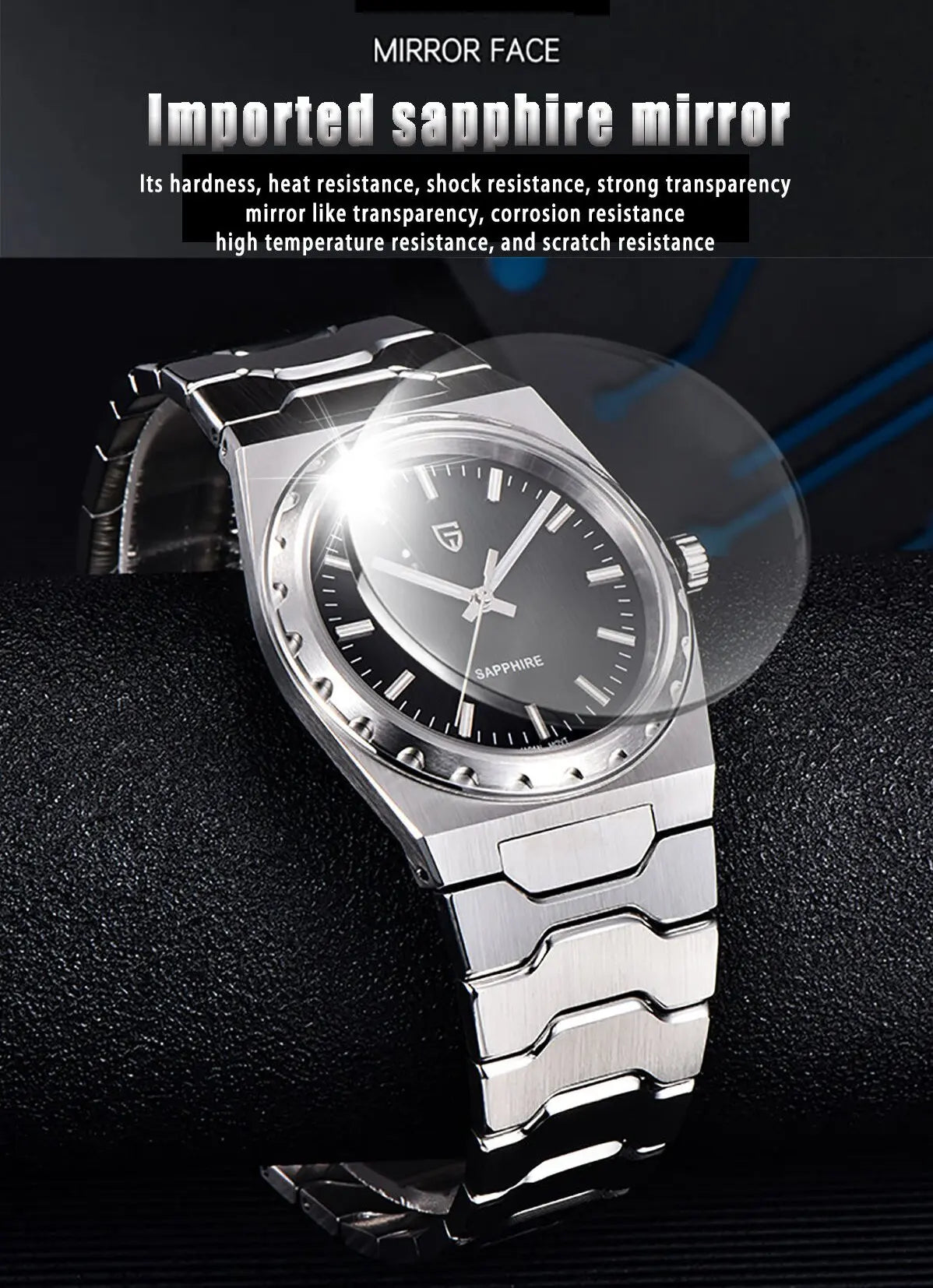 PAGANI DESIGN 2025 new thin 7MM men's quartz watch VJ21 37MM sapphire stainless steel waterproof 10Bar luminous C3 reloj hombre