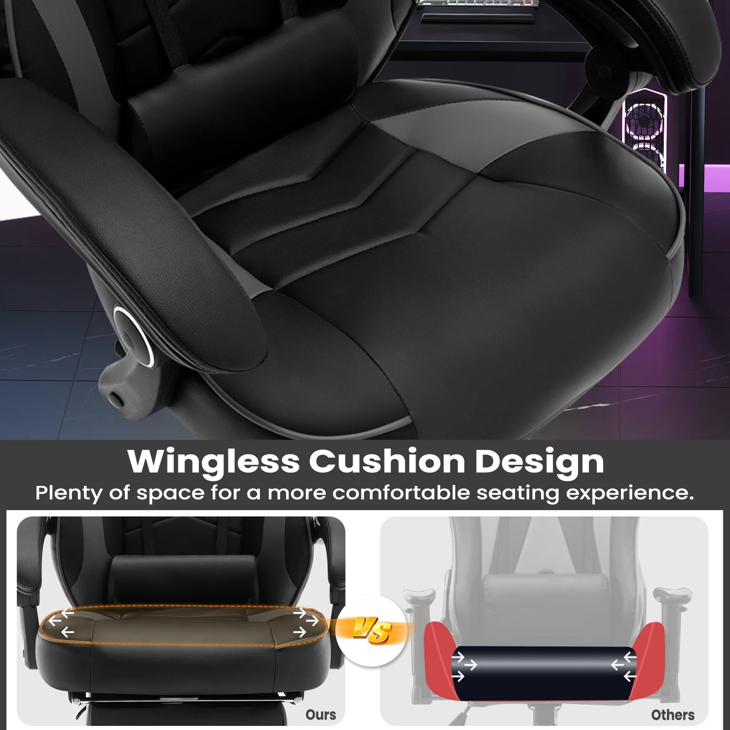 WOLTU Racing Gaming Chair Swivel Desk Office Computer Chair Sports Seat with Headrest Lumbar Cushion Footrest Gamer Chair
