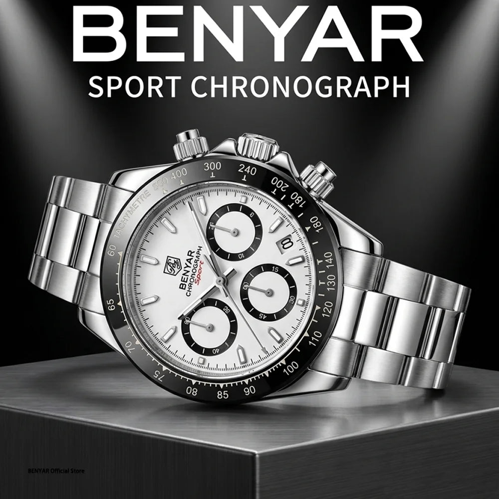 Relojes Hombre 2026 BENYAR New  Watches Men Luxury Brand Chronograph Male Sport Watches Waterproof Stainless Steel Quartz  Watch