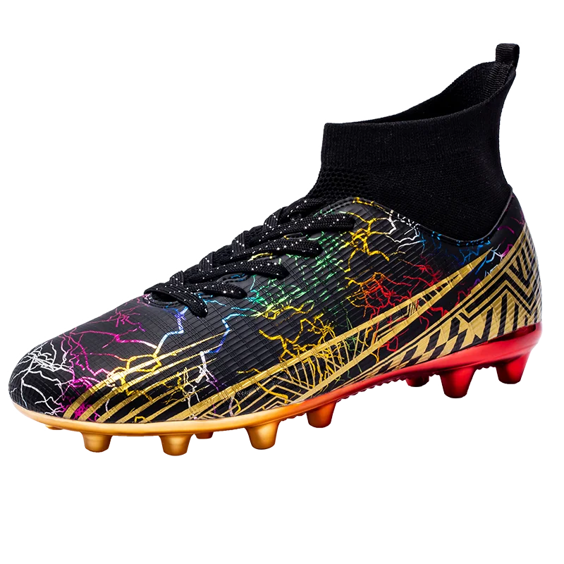 Men's Football Shoes Professional Gold Plated FG Soccer Cleats High Performance Sports Sneakers for Artificial Grass Competitive