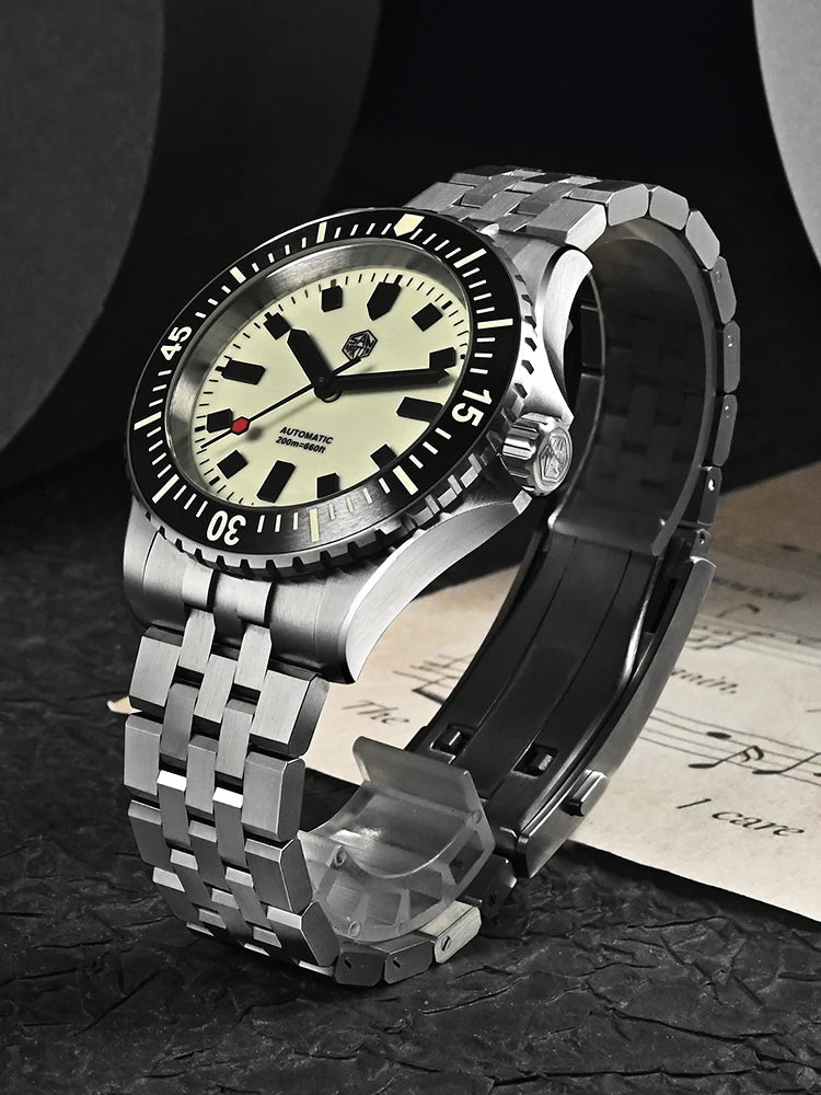 San Martin 1200HV Hardening Coating Men Diver Watch Full Luminous Dial Lumed Blocks ST2130 Automatic Mechanical Toolwatch SN0012