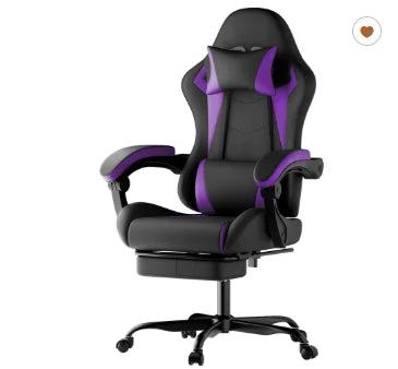 Gaming Stuhl Ergonomisch Gaming Chair mit Lendenkissen und Kopfstütze, Gamer Stuhl Höhenverstellbar, Pc Stuhl für Erwachsene Mäd