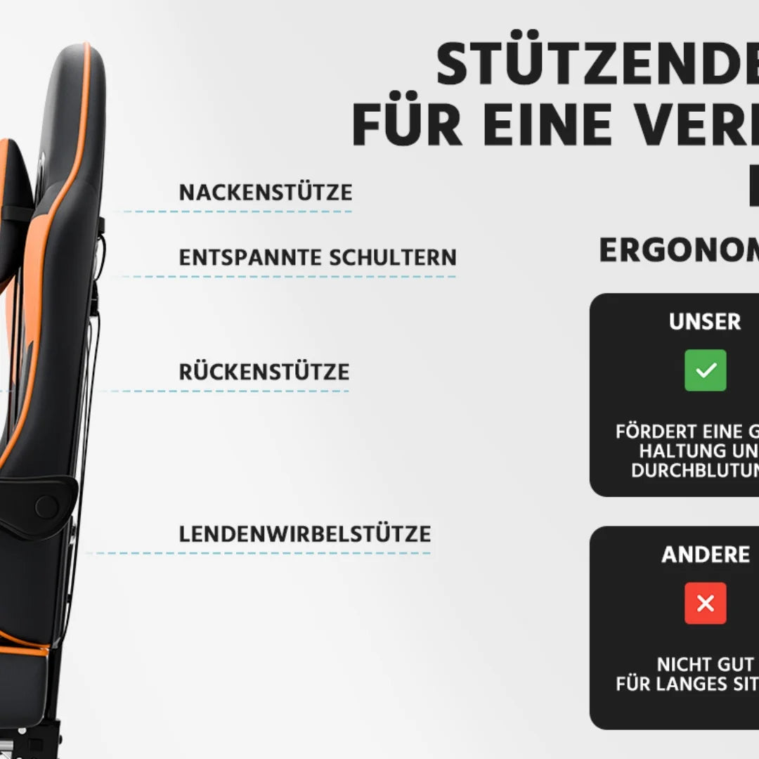 Gaming Stuhl Ergonomischer Gaming Sessel mit Lendenstütze, Atmungsaktiver PU-Leder Bürostuhl,Bequemer Computerstuhl, belastbar 2