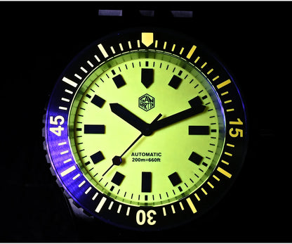 San Martin 1200HV Hardening Coating Men Diver Watch Full Luminous Dial Lumed Blocks ST2130 Automatic Mechanical Toolwatch SN0012