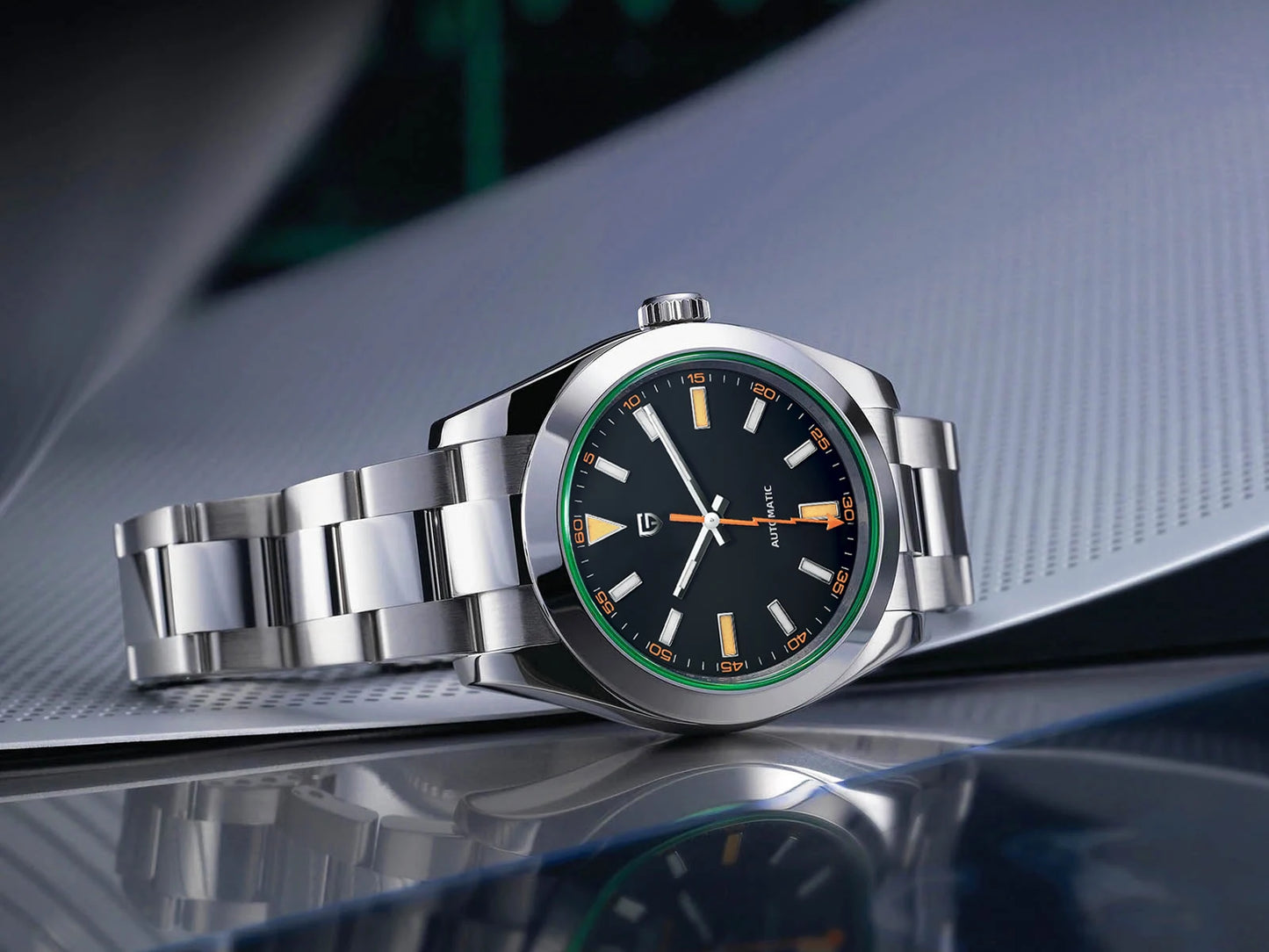 PAGANI DESIGN 2026 New Green Glass Men's Mechanical Watches Automatic Watch Men AR Sapphire crystal Stainless steel Wristwatch