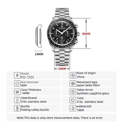 New man Watch PAGANI DESIGN Saturn men's top luxury Quartz Watch for men, sports chronograph, Sapphire Glass AR, glasses ceramic light, waterproof, stainless steel, ideal gift