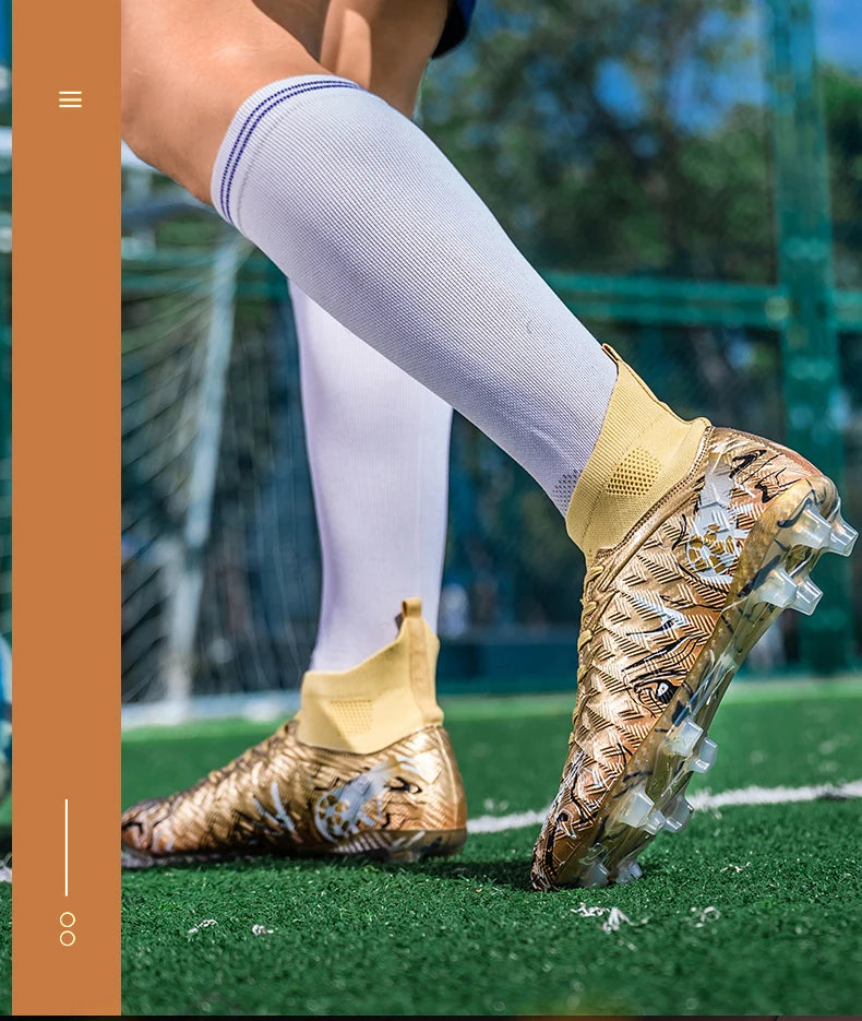 ro Performance HighCut Soccer Boots FG TF Studs Breathable Lightweight Cleats for Outdoor Grass and Turf Training Matches