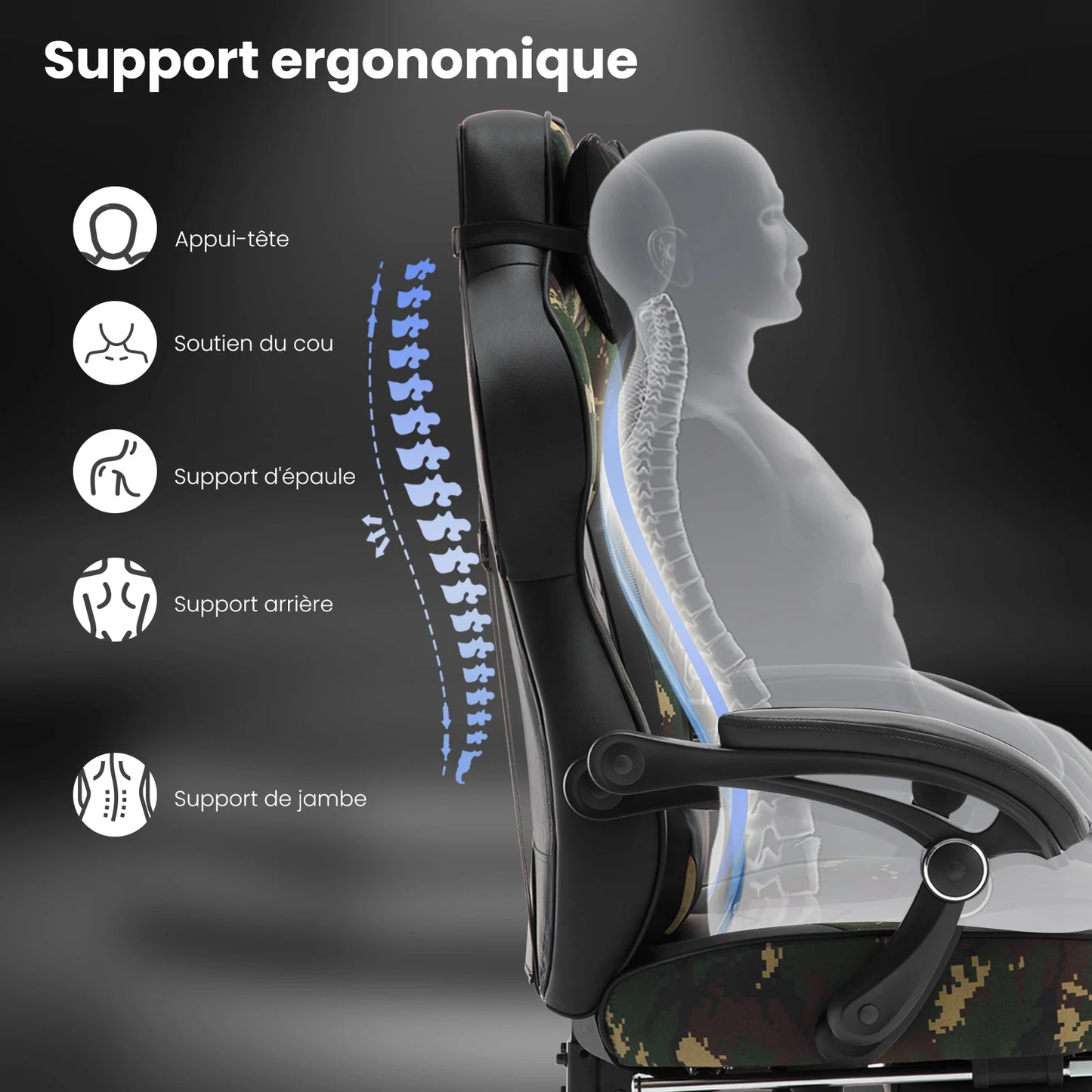 WOLTU Swivel  Gaming Racing Chair Desk Office Computer Chair Sports Seat with Headrest Lumbar Cushion Footrest Gamer Chair