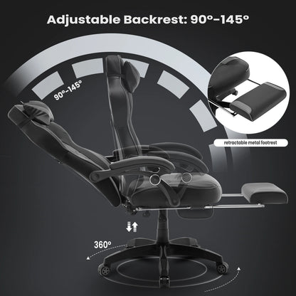 WOLTU Racing Gaming Chair Swivel Desk Office Computer Chair Sports Seat with Headrest Lumbar Cushion Footrest Gamer Chair