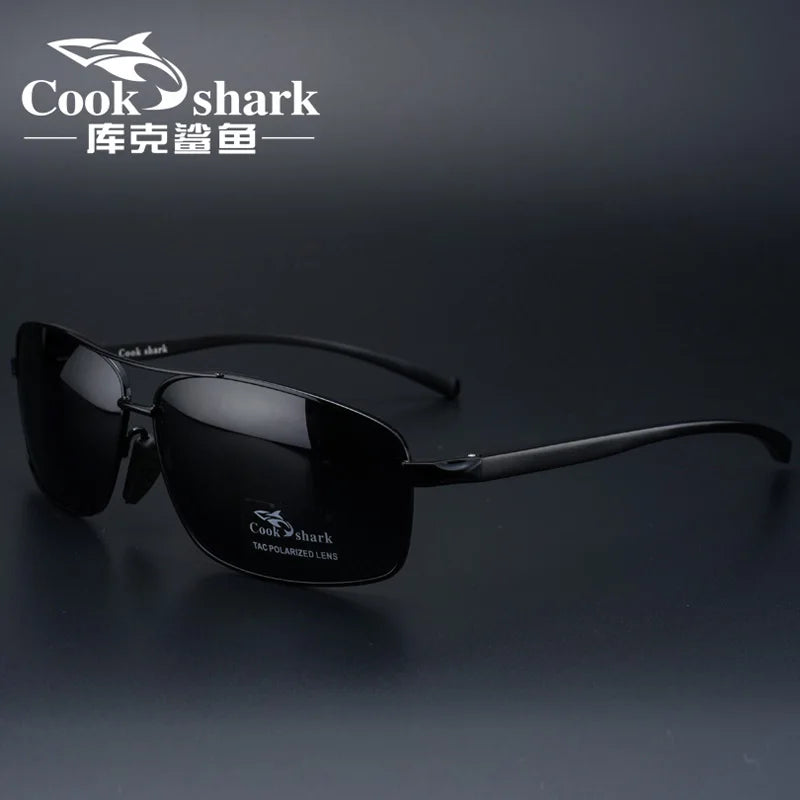Cook Shark Ochelari de soare cu schimbare de culoare, model nou, pentru bărbați, cu polarizare Tidal, oglindă pentru șofer, ochelari de conducere cu vedere nocturnă