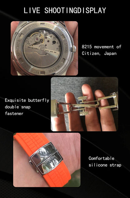 Specht & Söhne Brand Automatic Mechanical Watches Sports Wristwatches Green Sapphire Luminous 50M Waterproof Men's Watch