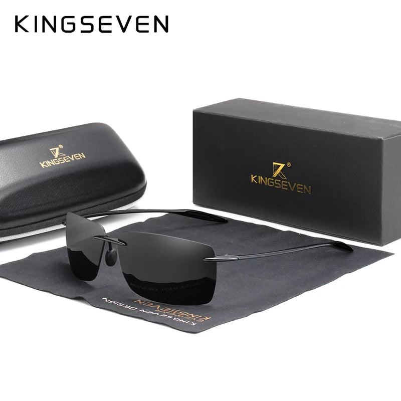 KINGSEVEN TR90 Ochelari de soare fără ramă pentru bărbați Ochelari de soare ultralegeri, pătrați, fără ramă, pentru femei, de marcă, cu lentile oglindă