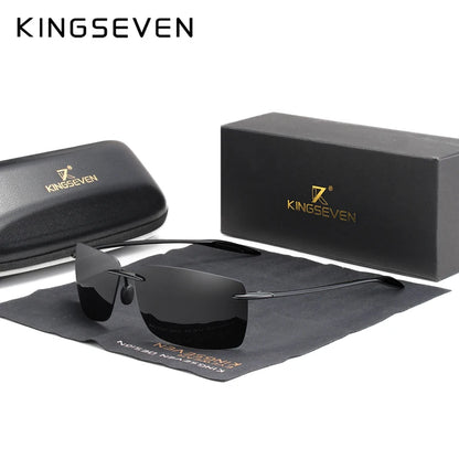 KINGSEVEN TR90 Ochelari de soare fără ramă pentru bărbați Ochelari de soare ultralegeri, pătrați, fără ramă, pentru femei, de marcă, cu lentile oglindă